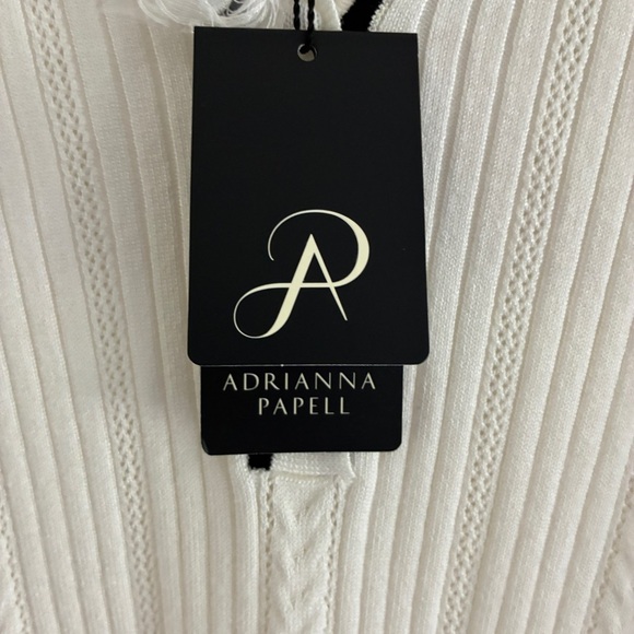 Adrianna Papell OpenV-Neck Polo Mix Rib Cable Knit Short Sleeve Large - Picture 6 of 10